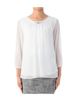 ビジュー付きシフォンブラウス/ホワイト(001)