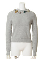 ビジュ付きニットトップス/GRY