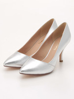 ビビットカラーローヒールパンプス/シルバー