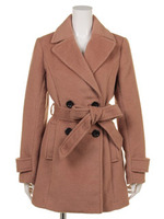 フェイクウールコート/ピンク