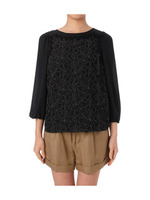 フラワーコードレースブラウス/ブラック(019)