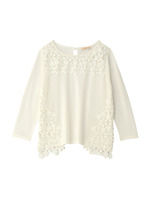 フラワーレースボーダーニット/ライトブルー(391)