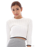 ヘムラインケーブルニット/レッド