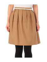 ベルト付ウールタックスカート/ベージュ系(052)