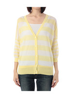 ボーダーサマーニットカーディガン/ブルー系(391)