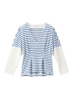 ボーダー切り替えトップス/レッド系(362)