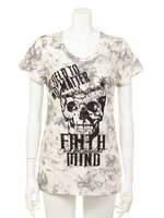 ムラ染めスカルプリントT/ブルー