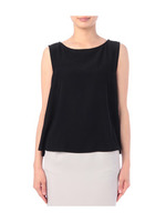 ラウンドバイカラーブラウス/ブラック(019)