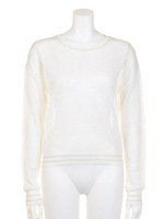 ラメラインメッシュニット/ホワイト