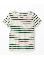 リサイクルコットンボーダーTシャツ キッズ/グリーン系(125)