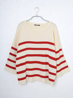 リブボーダープルオーバー/レッド