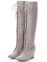 レースアップブーツ/ダークレッド