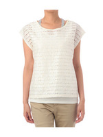 レースボーダープルオーバー+ラメ紐タンクトップ/ホワイト(004)