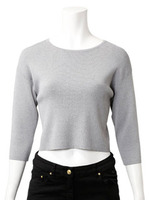 レーヨンナイロンクロップドニット/ブラック