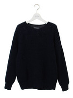 ローゲージワッフルニットプルオーバー/NVY