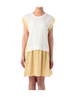 異素材プリントワンピース/ブルー系(392)