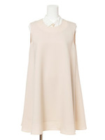 襟付きテントラインワンピ/ブラック