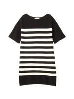 振り柄ボーダーニットワンピース/ブラック(319)