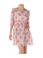 総柄シャーリング七分袖ワンピース/ピンク系(170)
