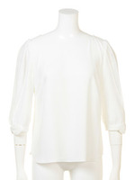 袖リボンジョーゼットブラウス/ベージュ