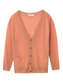 麻レーヨンVネックニットカーディガン/オレンジ系(552)