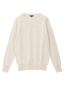 コットンVネックニット/ホワイト系(002)