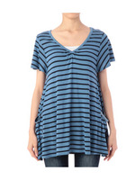 シャドーボーダーAラインチュニック/ブルー系(393)