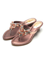 ビーズトングサンダル/ブロンズ