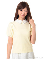 シャツ衿付半袖PO/クリーム
