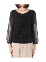 フリルシフォンブラウス/ブラック(019)