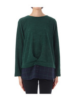 裾チェックドッキングプルオーバー/ダークグリーン(523)