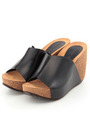 【GABRIELE SAVIO】CENTER SEAM OPEN TOE WEDGE SANDAL/NERO