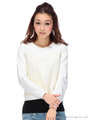【Tralala】シースルーチェック＆フリル切替プルオーバー/ホワイト