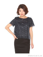 オーガンジー・レースプルオーバー/ネイビー