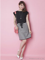 ツイードドッキングワンピース/チェック