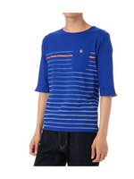 ボーダーポケットカットソー/ブルー系(092)