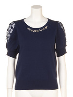 Floralスラッシュスリーブニット/コーラル