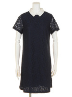 【SUGARHILL BOUTIQUE】LACE TUNIC DRESS WITH CONTRAST/NAVY/WHITE
