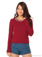 ミラーボールリブトップス�/レッド