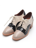 レースアップシューズ/ベージュ/ブラック