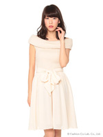 【W】オフショルコンビワンピース/アイボリー