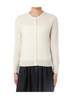 ケーブル編みクルーネックニットカーディガン/ワインレッド(063)