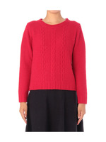 ケーブル編みニットプルオーバー/ワインレッド(063)