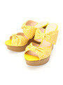 ダブルリボンモチーフサンダル/イエロー系(032)