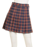 チェックプリーツスカート/レッド