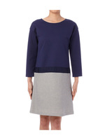 異素材ボーダーワンピース/ネイビー(393)