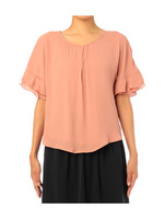 異素材切り替えフレアスリーブプルオーバー/ピンク系(072)