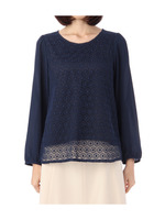 レ-スジョ-ゼットブラウス/ネイビー系(093)