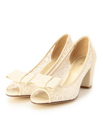 レース調エナメルパイピングパンプス/ホワイト(004)