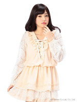 【LIZ LISA】シフォン×レーストップス/ホワイト